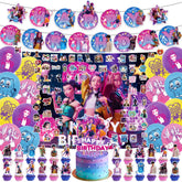 Demon Hunters birthday decorations kit with 127 pieces including banners toppers and stickers
