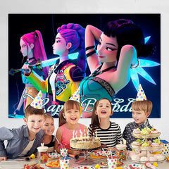 Demon Movie Hunters Happy Birthday Backdrop polyester banner