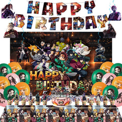 Demon theme party supplies set with birthday banner and backdrop