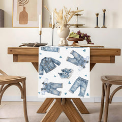 Denim baby shower table runner 13x72 inches