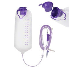 Denshine 1200ML Enteral Delivery Gravity Bag Set facing front with 1200ml capacity