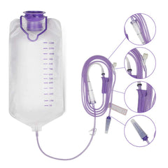 Disposble enteral nutrition bag with components
