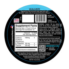 denssi energy pouches zero sugar no crash claim label