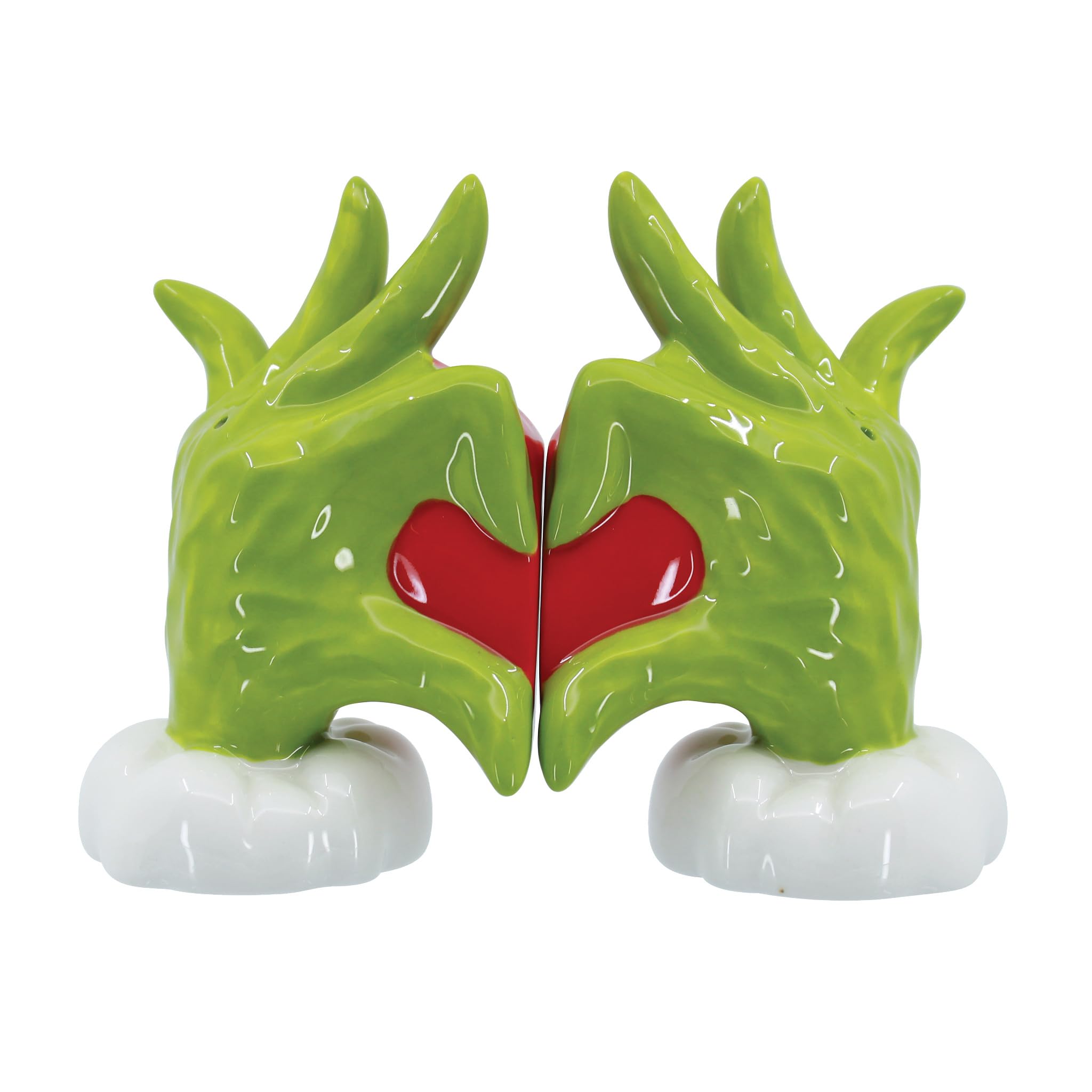 Department 56 Dr. Seuss Grinch Heart Hands salt and pepper shaker set