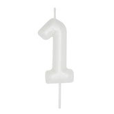 DERVENTA white number 1 candle for birthday cake