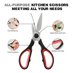 Stainless steel kitchen shears ergonomic handles