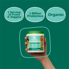 Label showing 30 Servings for Amazing Grass Greens Blend Detox and Digest