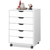DEVAISE white 5-drawer filing cabinet under desk