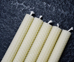 Natural handmade beeswax candles with honeycomb texture by DEYBBY