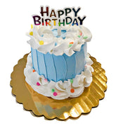 Dezicakes handmade blue fake cake decorative 4in by 4.5in on 6in board