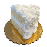 Dezicakes fake cake piece white rosette slice on cake board