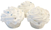 Dezicakes fake cake cupcakes set of 3 white bling design