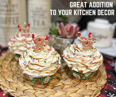 Approx 3.5 in wide by 4 in tall fake cupcakes