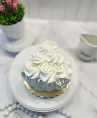 White rosette fake cake slice by Dezicakes for home decor