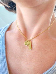 Engraved cross pendant baptism necklace customizable with name and date