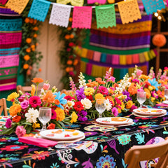 Disposable Day of the Dead table cover for easy cleanup