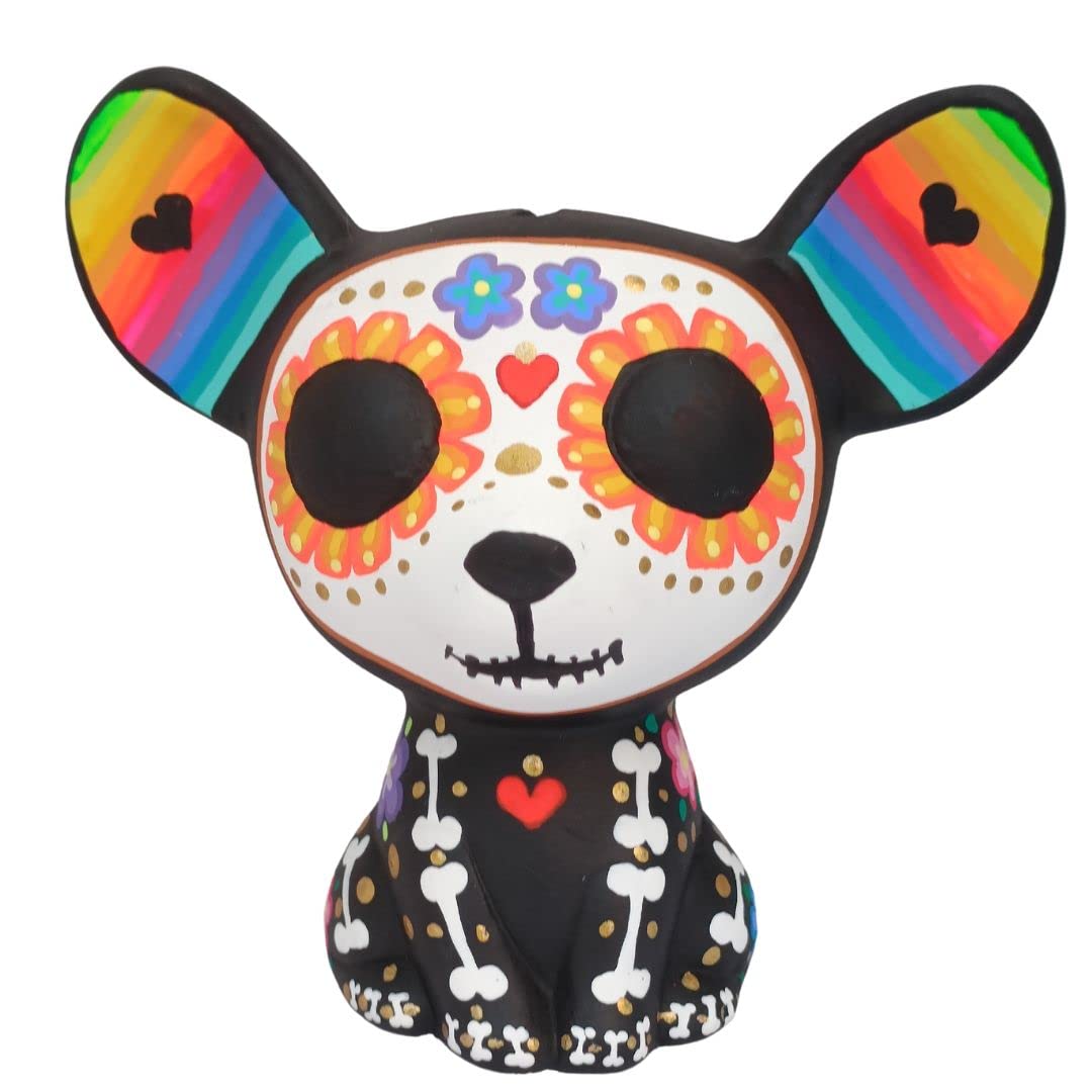 Dia de Muertos catrina Chihuahua figurine 4.8 inches tall