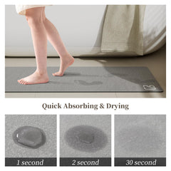 Diatomite Stone Bath Mat Grey faux suede surface