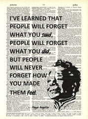 Dictionary art print featuring Maya Angelou quote unframed