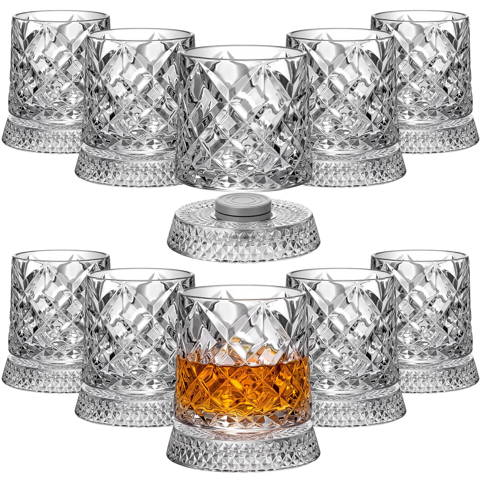 Didaey 10 pack rotating whiskey glasses with bases