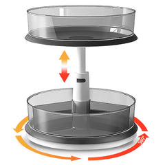 DIHUMK 2 Tier Lazy Susan Turntable Organizer grey on shelf
