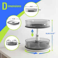 Medicine cabinet setup with clear 11 inch tray and bins