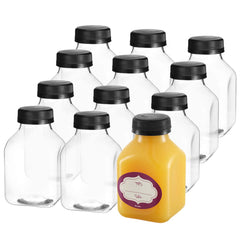 DilaBee plastic juice bottles 8oz 12 pack with caps