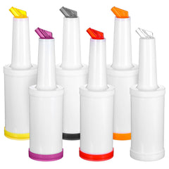 Dimeho 6pc colorful juice pouring bottles set red orange blue green white yellow