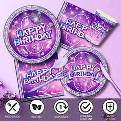 9 inch dinner plates in purple for music themed party