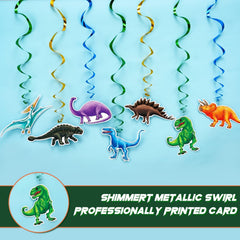 Dinosaur party decor glitter swirls with cutouts