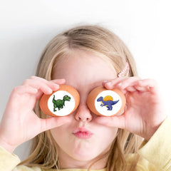 Round 1-inch dinosaur sticker design for kids on a single roll