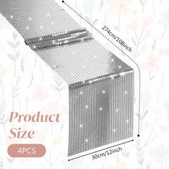 12x108 inch disco table runner silver for indoor use