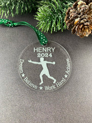 Discus ornament clear acrylic keepsake