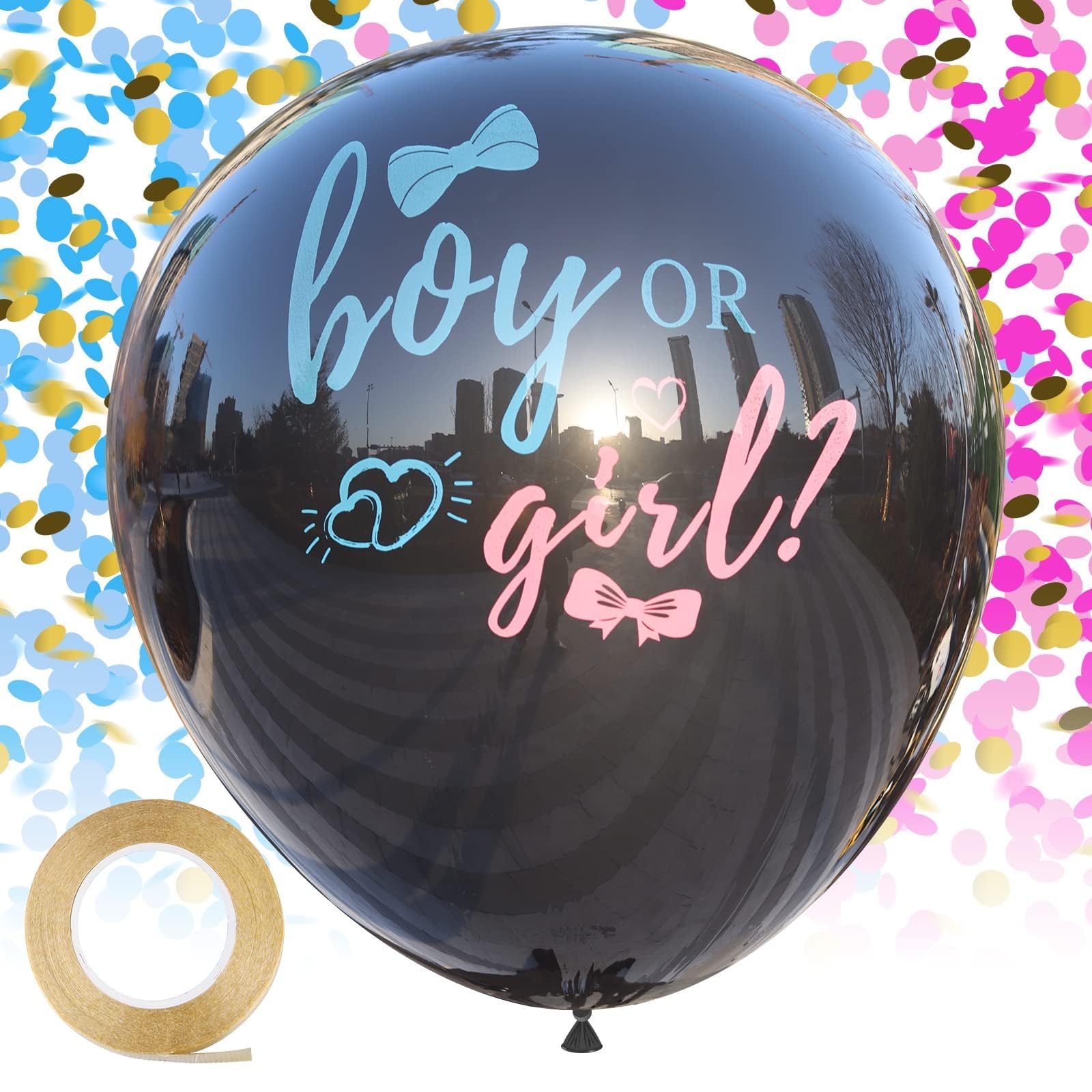 Disfore thickened gender reveal balloon pack 2pcs black 36 inch