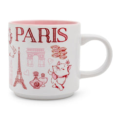 Disney Aristocats Marie pink icons ceramic coffee mug front view