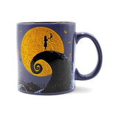 Disney Nightmare Before Christmas mug with Jack Skellington and Sally on Spiral Hill
