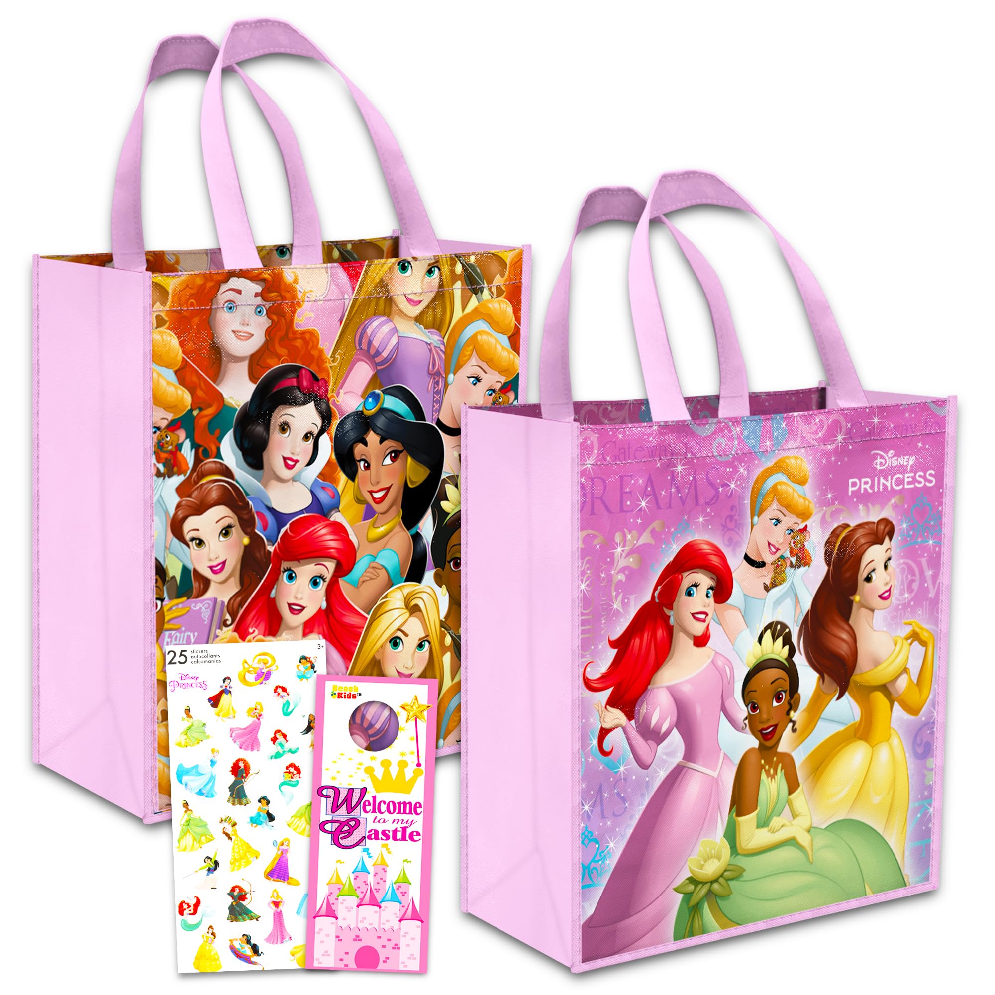 Disney Princess reusable tote bags for groceries 15x13x6.5 inches