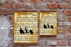 Disney sheet music wall art print in brown wood frame