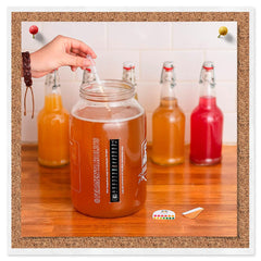 Kombucha fermentation thermometer with adhesive strip
