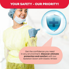 Elastic wrists isolation gown close up yellow