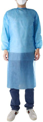 Disposable isolation gown blue non-woven fluid resistant for hospital