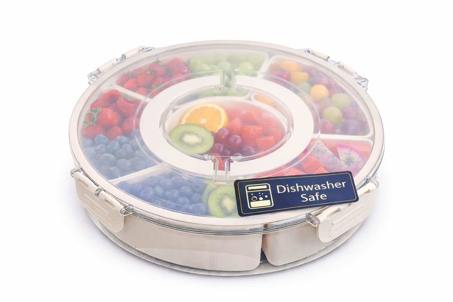 Divided serving tray with lid six compartments
