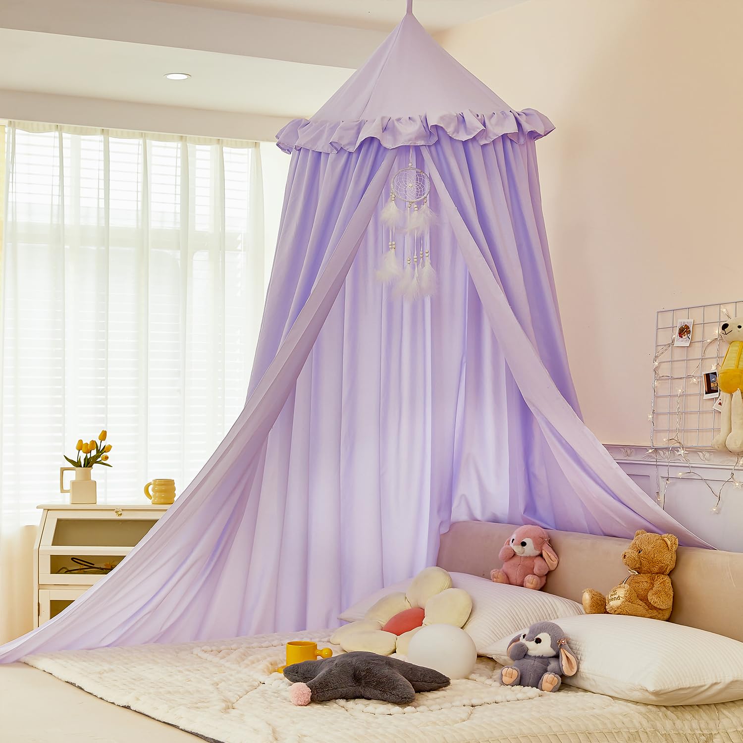 dix-rainbow Princess Decor Canopy for Kids Bed round dome over bed