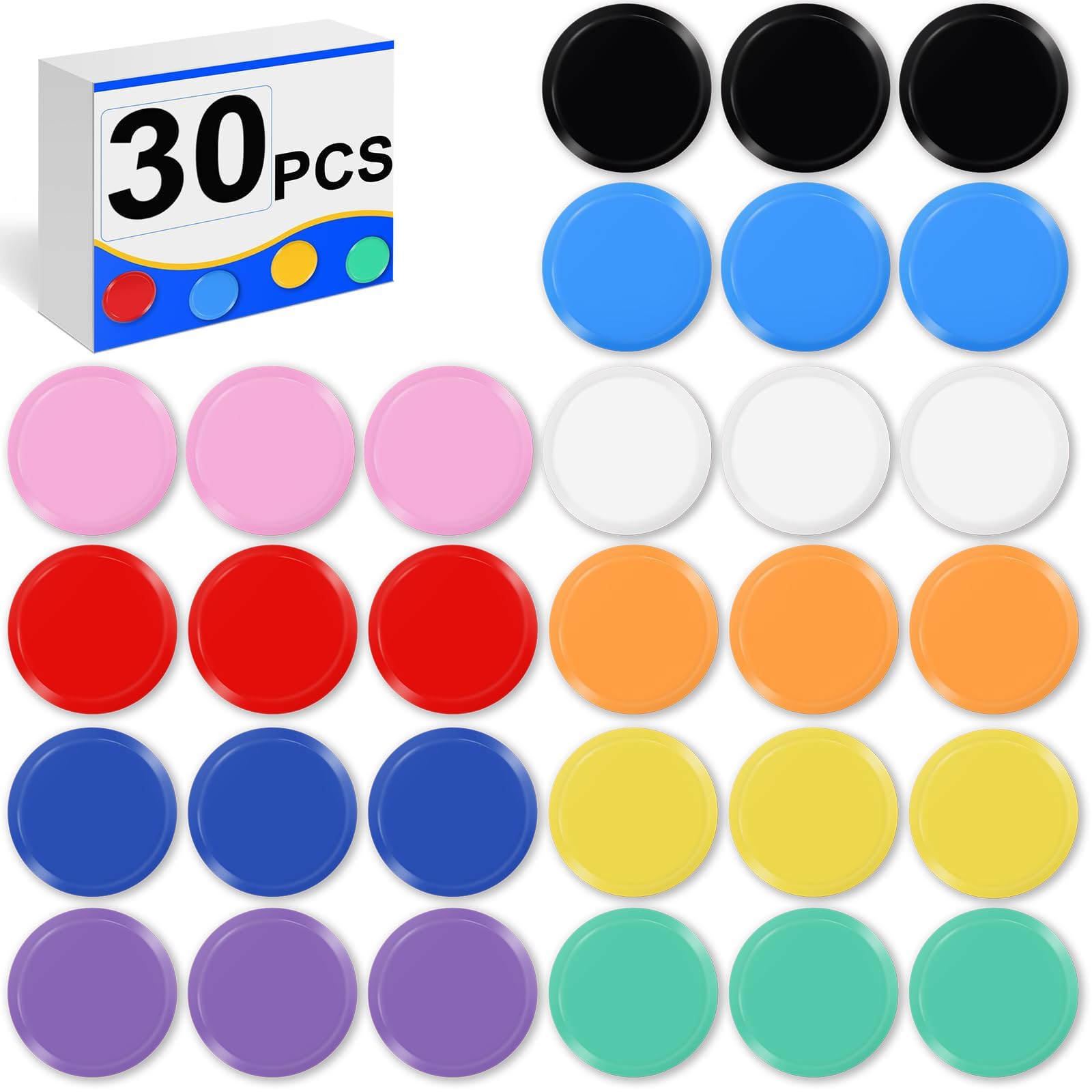 DIYMAG 30Pcs fridge magnets round 0.8in diameter 10 colors