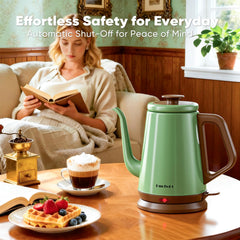 Gooseneck electric kettle green 1 liter display