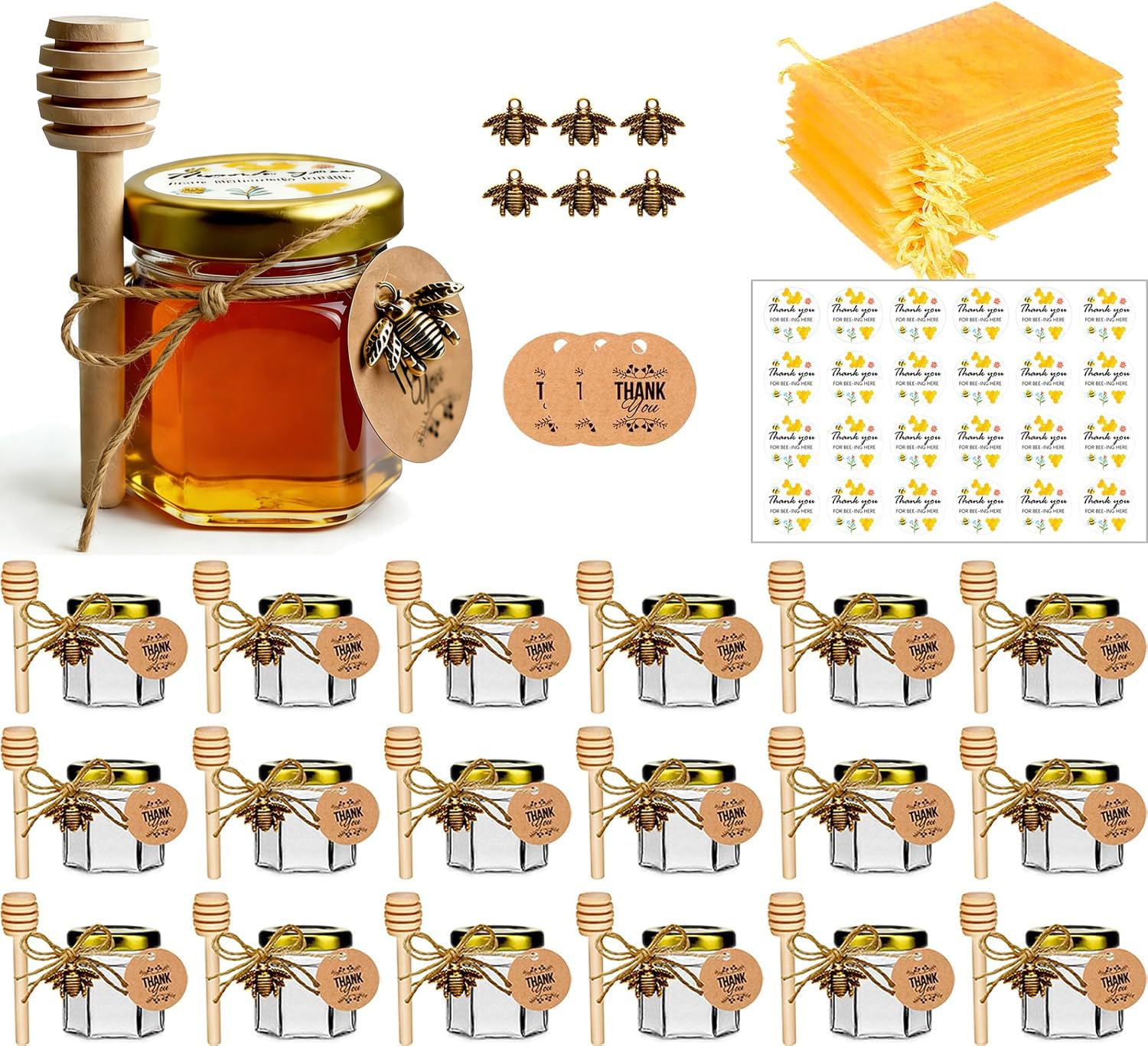 DnayDkiy Mini Honey Pot 20pack glass jars with dipper and lids