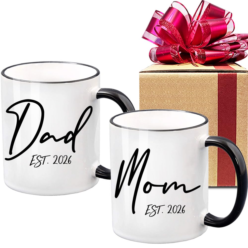 Dnuiyses EST 2026 New Dad Mom Mugs ceramic mug product image