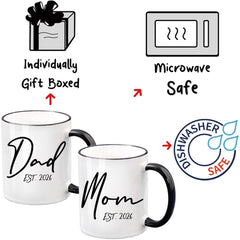 Dishwasher safe and microwave safe Dnuiyses EST 2026 New Dad Mom Mugs