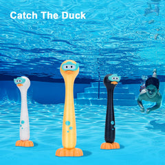Three colored ducks for underwater diving games