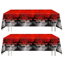 DodelyGz Stranger Things Tableclovers 2 pack red and black tablecloths 108x54 inches
